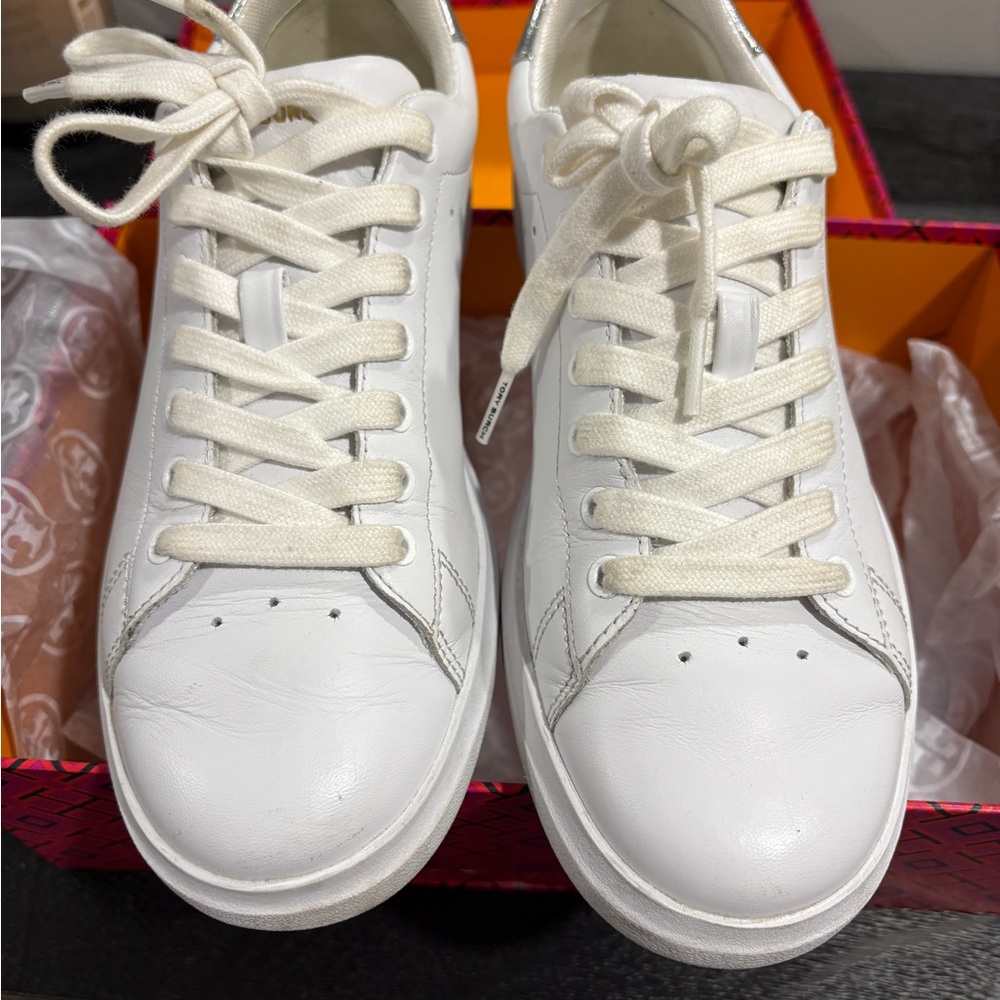 Tory Burch Titanium White Silver Sneakers